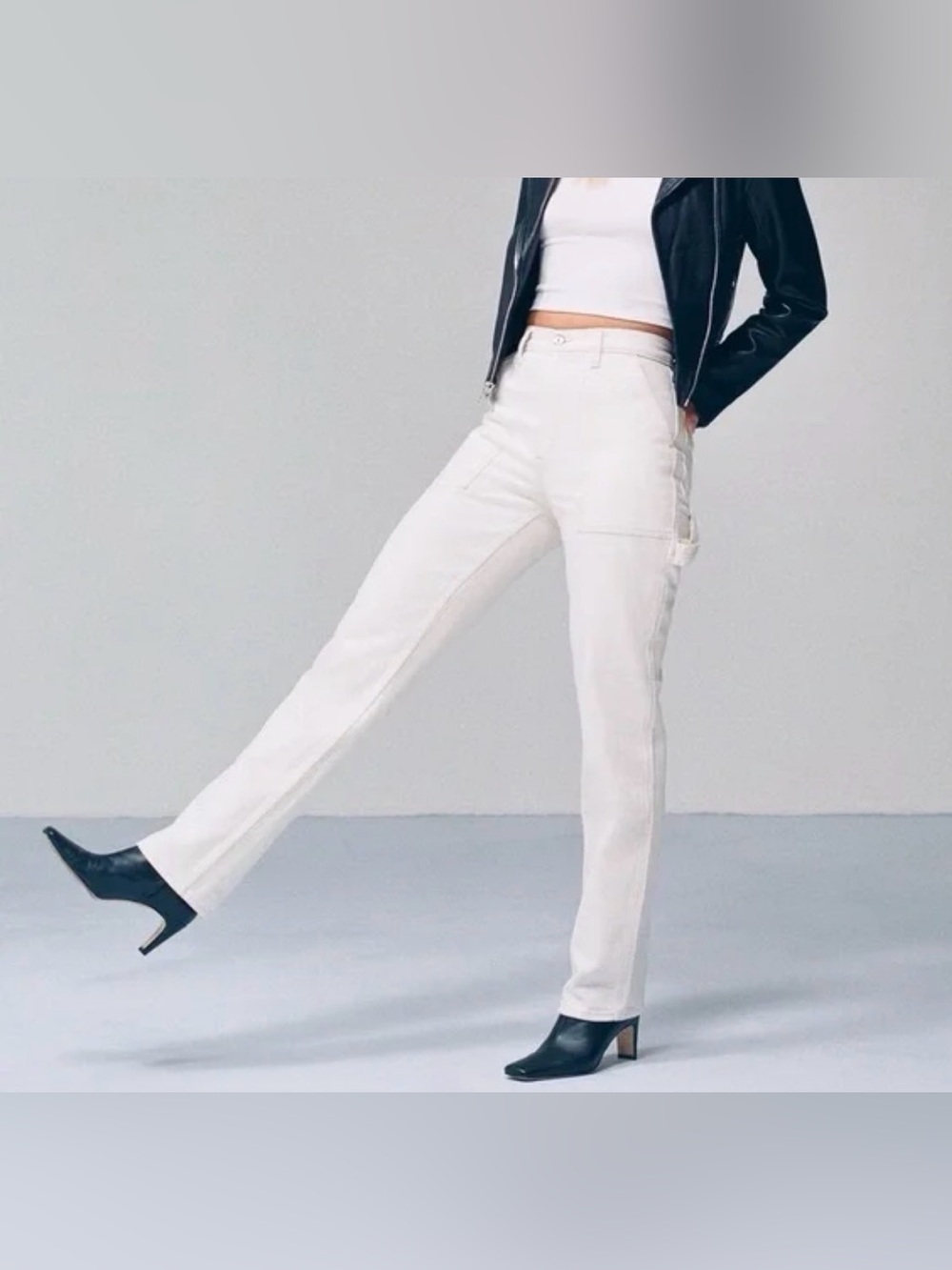 Abercrombie & Fitch the 90s Straight Ultra High Rise Carpenter White Jeans 31/12